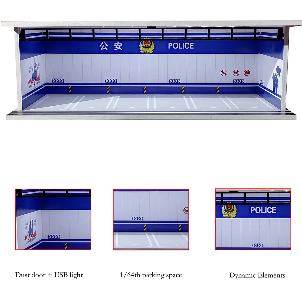 1:64 Scale Car Garage Diorama with USB LED Lighting