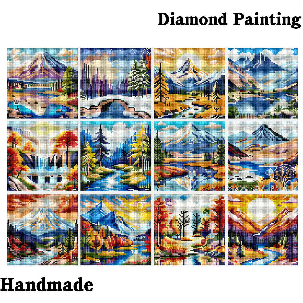 12-Piece Sunset Mountain Diamond Painting Craft Kit