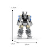 A gray and blue exoskeleton combat robot model built from building blocks.