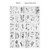 A grid of 30 temporary tattoos featuring various floral, nature, and decorative designs for kids and adults.