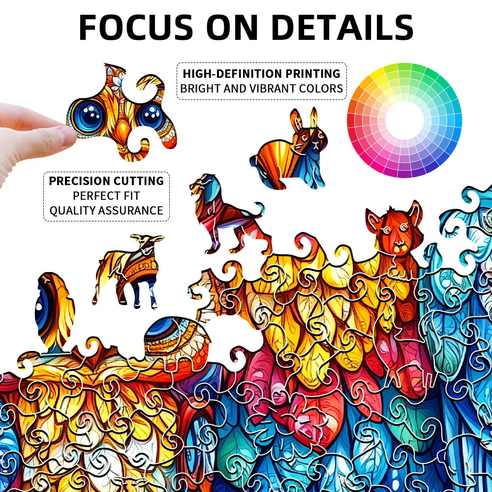 Embossed Owl Wooden Jigsaw Puzzle – Unique Shape, Premium Craftsmanship