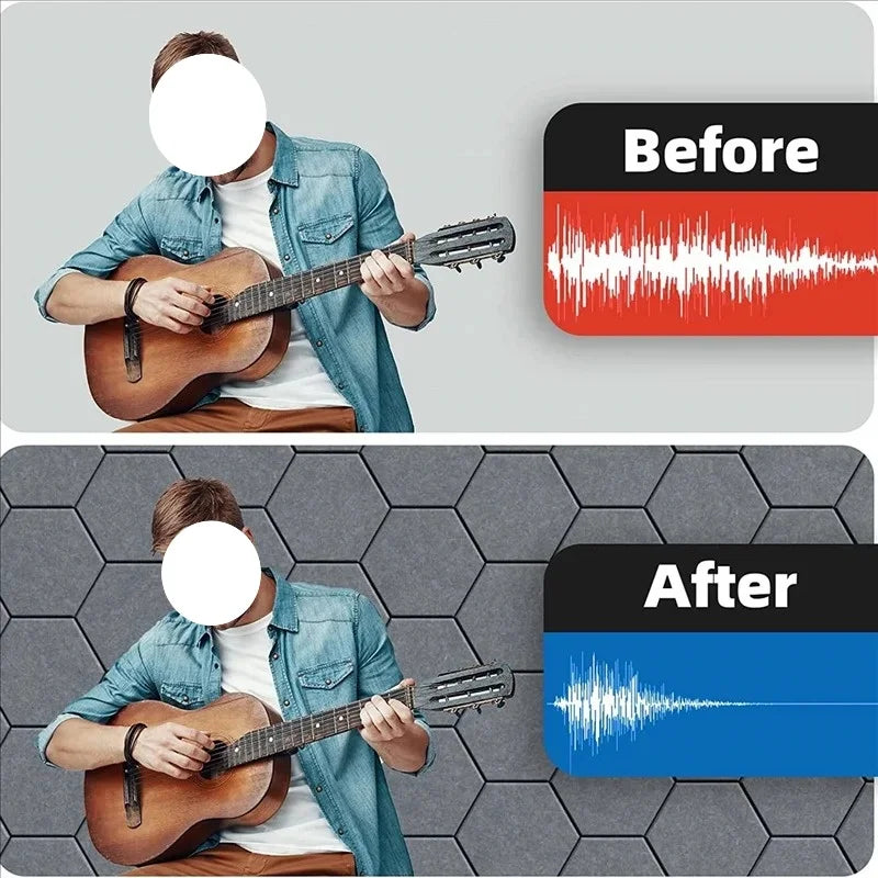 Hexagonal Self-Adhesive Acoustic Panels for Soundproofing and Echo Reduction (Pack of 5)