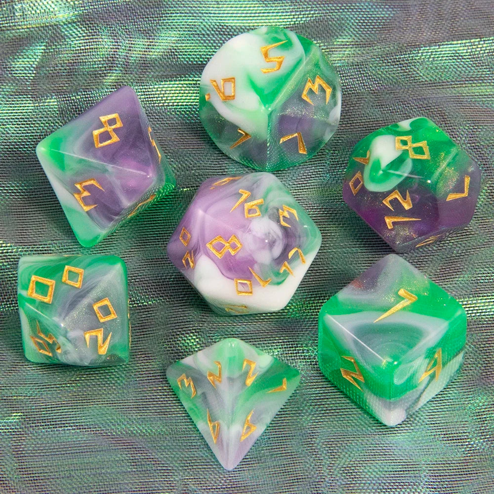 7-Piece Polyhedral Glitter Dice Set for Dungeons & Dragons