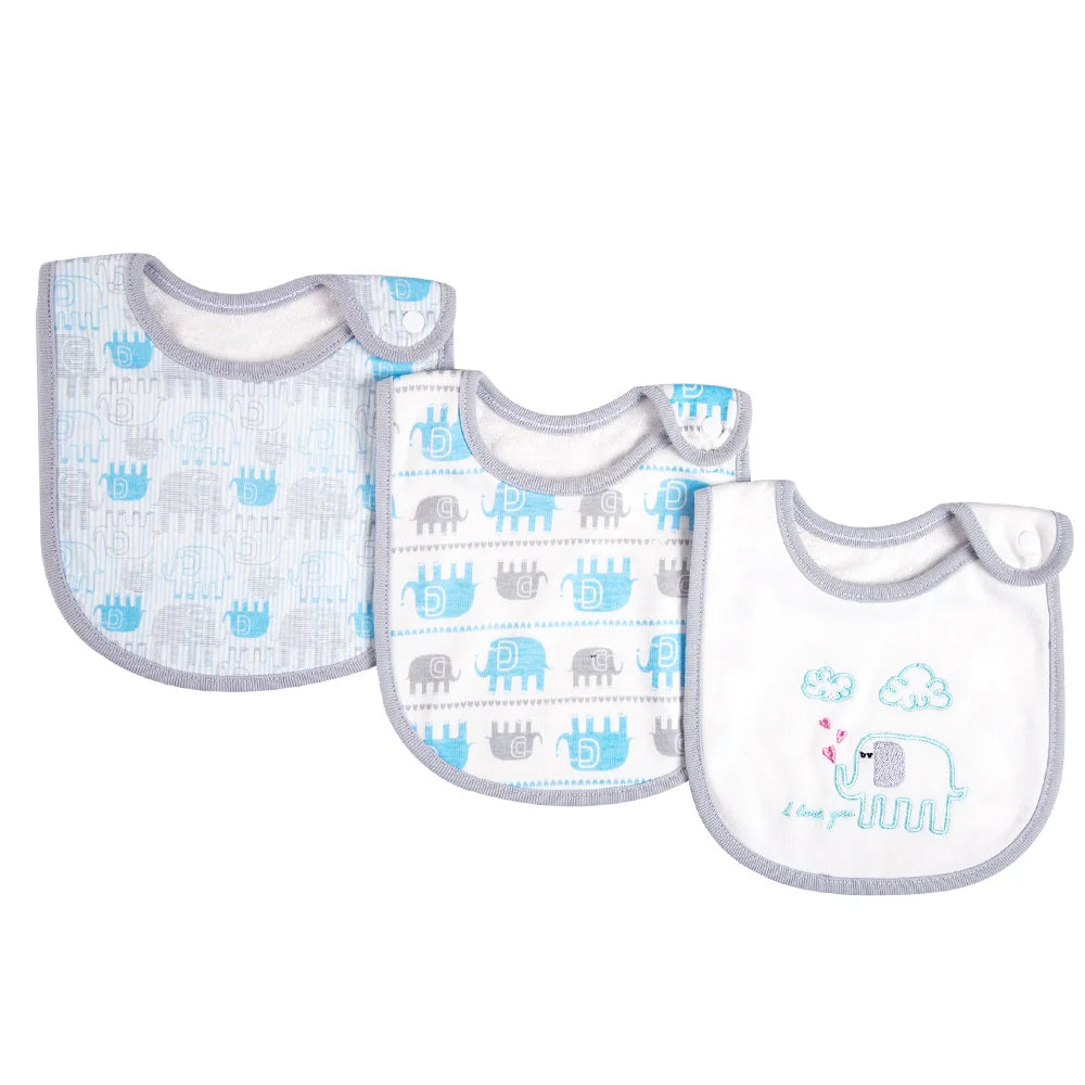 Soft Cotton Baby Bibs (3-Pack) with Cartoon Prints