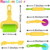 A set of 12 play dough tools including extruders, cutters, and rollers in yellow and green colors.