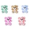 A set of six 3D silicone bear focal beads in mint green, beige, and light blue colors for DIY jewelry making