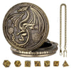 Metal Polyhedral Dice Set with Pocket Watch Case