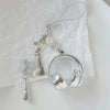 Silver beaded wing cross phone lanyard keychain with a clear ring and dangling charms