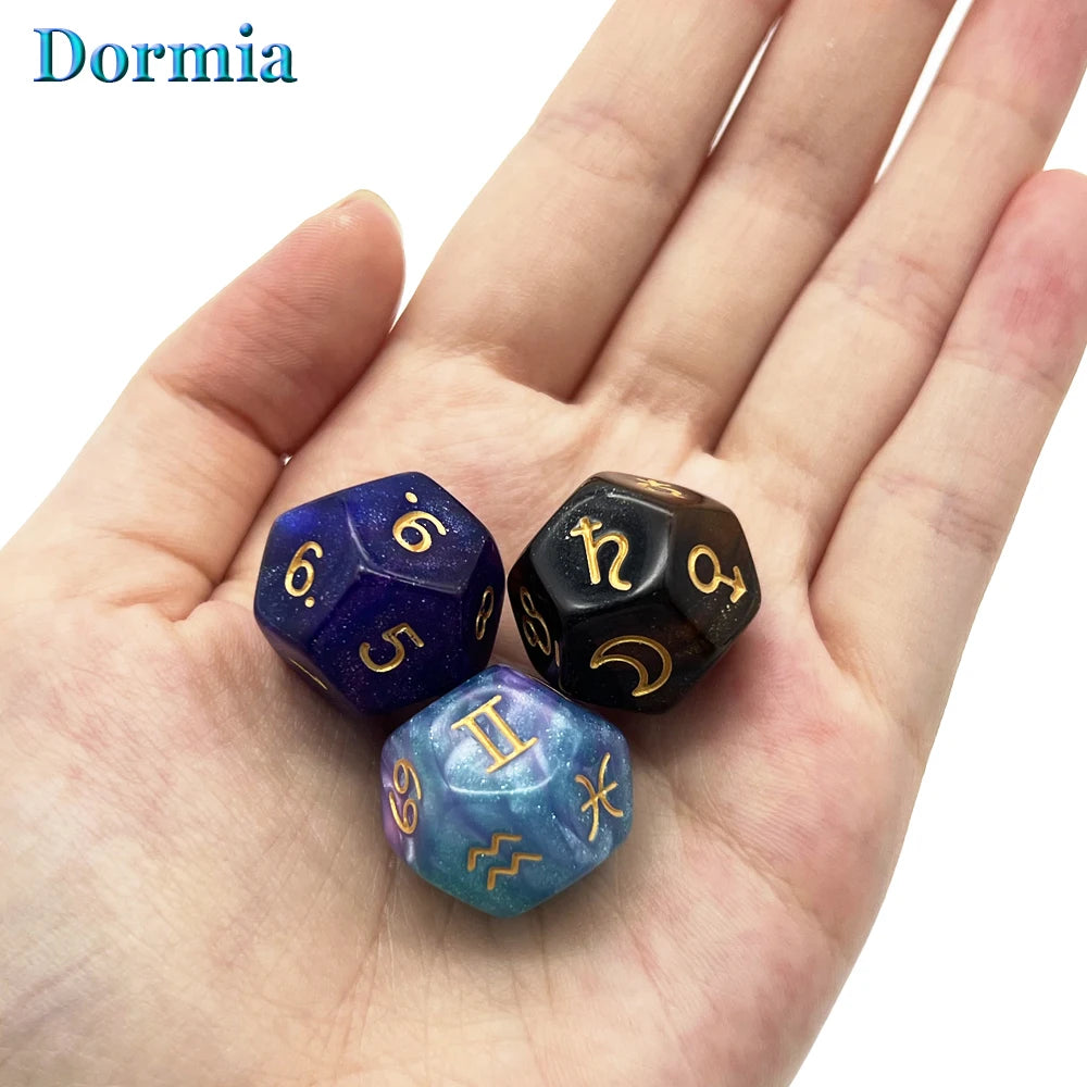 Astrology Divination Dice Set – 3 D12 Constellation Dice for Guidance and Insight