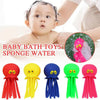 A set of colorful sponge water bath toys shaped like octopuses for baby baths