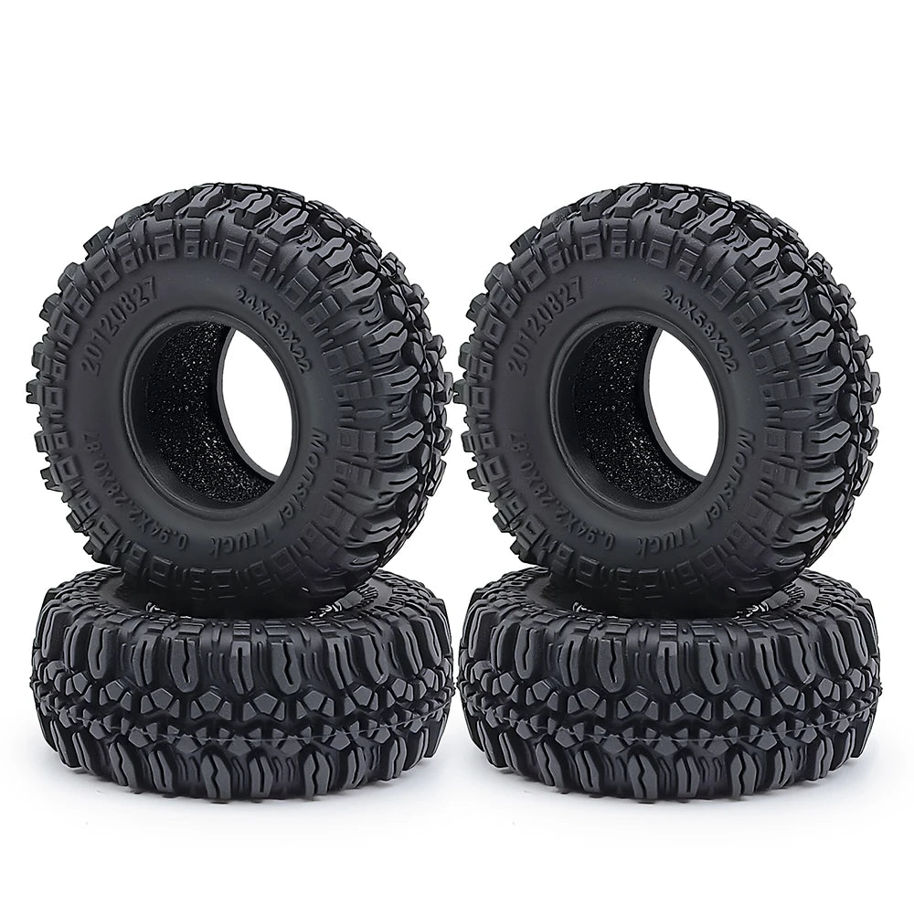 1.0" Mud Terrain Tires for 1/18 & 1/24 RC Crawlers (4-Pack)