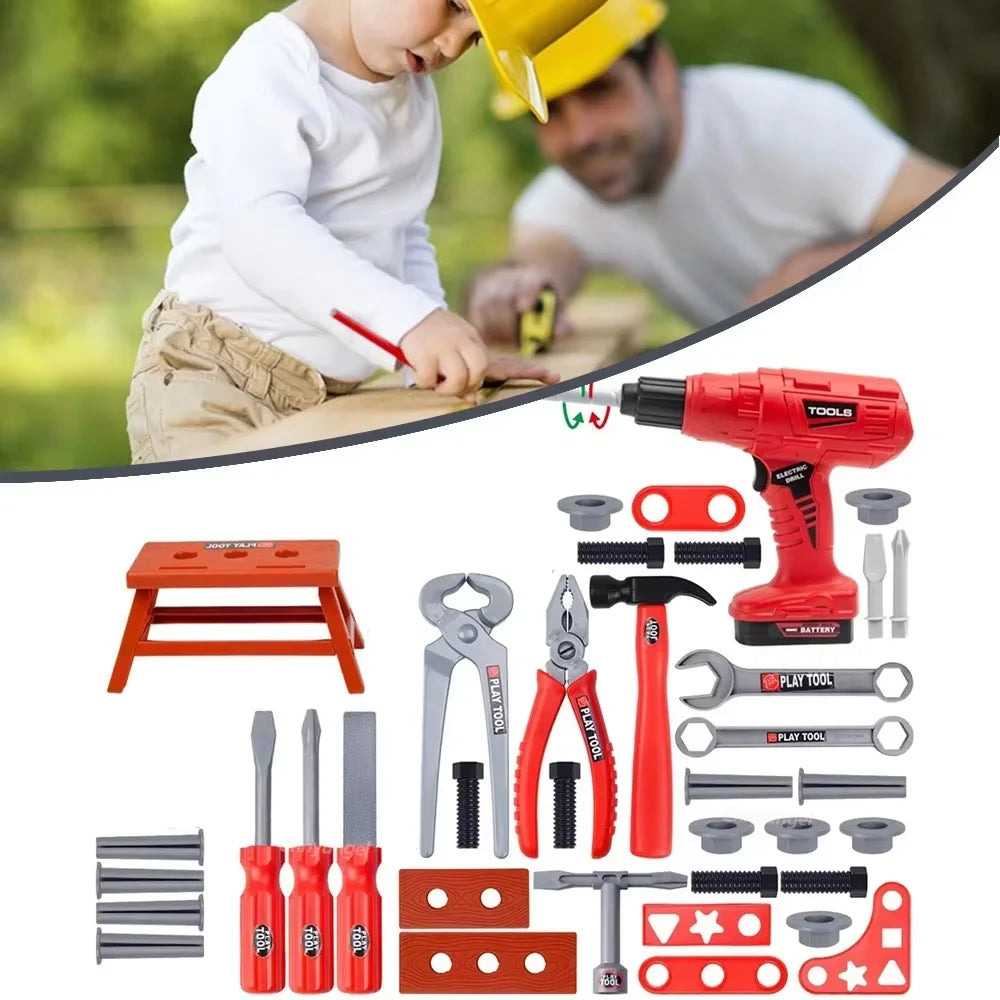 Kids Repair Toolbox Toy Set – Pretend Play Engineering Tools with Drill