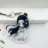 A clear vinyl sticker featuring a chibi-style character from Mo Dao Zu Shi with long black hair and a bow, attached to a silv