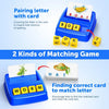 A matching letter game featuring wooden blocks and cards for teaching spelling to kids.