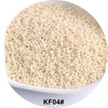 A pile of off-white seed beads for jewelry and craft, labeled KF04#.