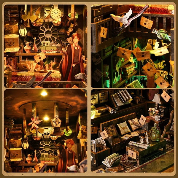 DIY Book Nook Kit – Magic House Wooden 3D Puzzle Bookshelf Insert