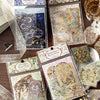A collection of decorative PET stickers featuring floral and celestial designs for journaling and scrapbooking