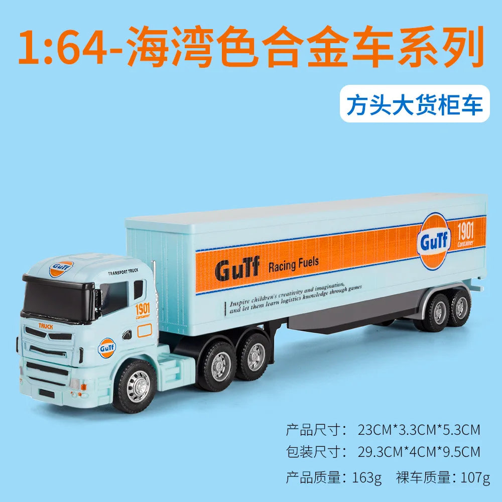 1:64 Scale Die-Cast Trailer Truck with Container - Gulf Racing Edition