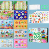 A colorful interactive learning book with reusable stickers and letters for toddlers.