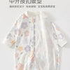 White cotton long sleeve baby romper with floral patterns for spring and autumn