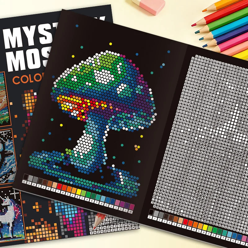 Mystery Mosaic Color by Number Coloring Book for Adults