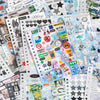 A collection of Kawaii K-pop stickers and photocards featuring various characters and designs for journaling and crafts