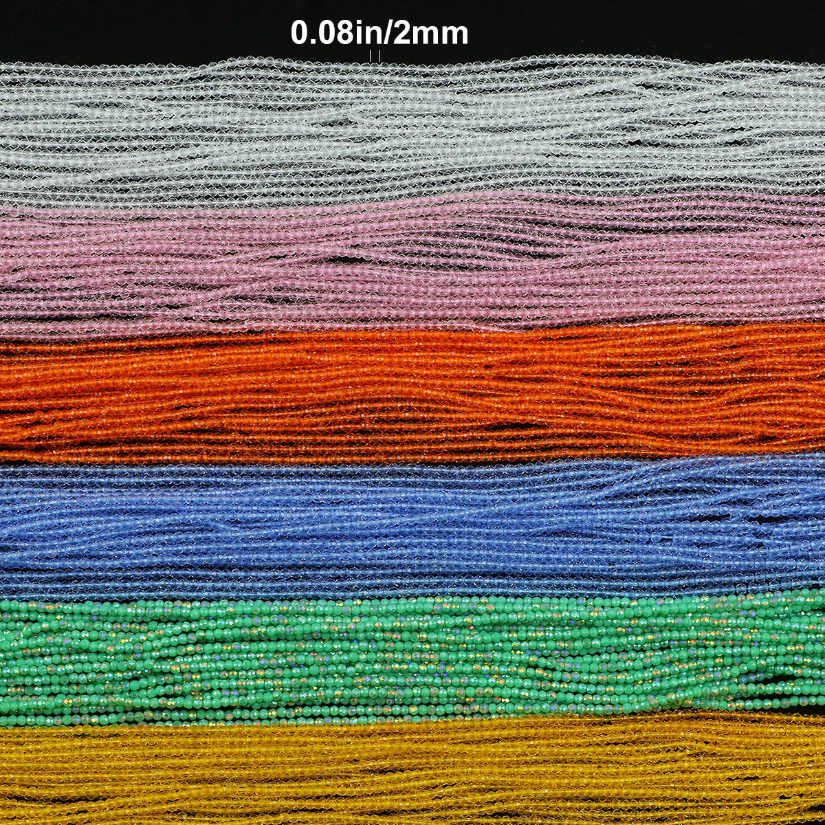 2mm Austrian Crystal Spacer Beads – White AB Finish