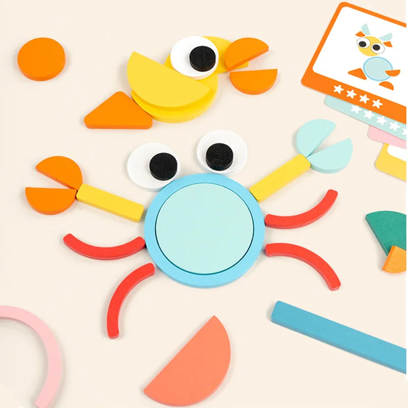Colorful Wooden Tangram Jigsaw Puzzle Set for Kids