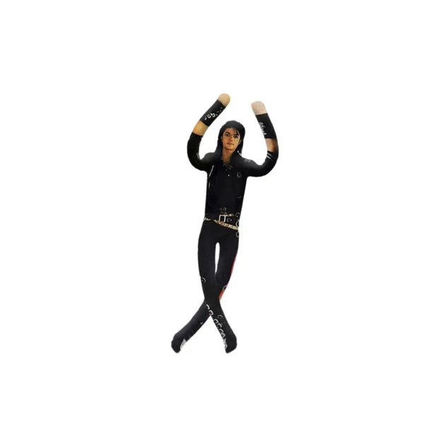 A black stuffed doll plushie inspired by Michael Jackson, shown in a full-body pose.