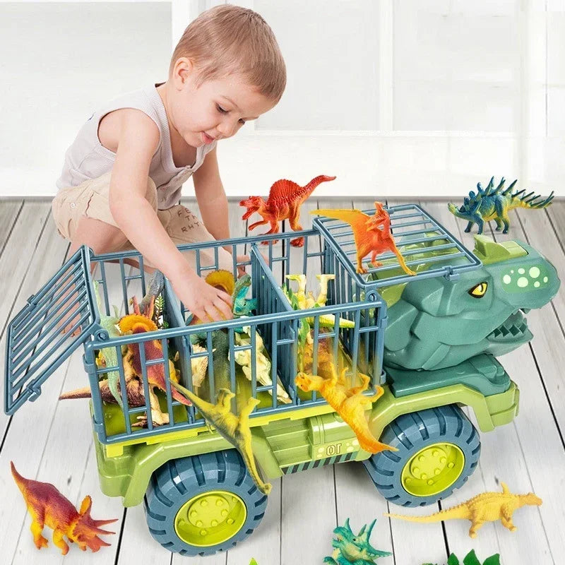 Dinosaur Transport Truck Carrier Playset with Tyrannosaurus Rex