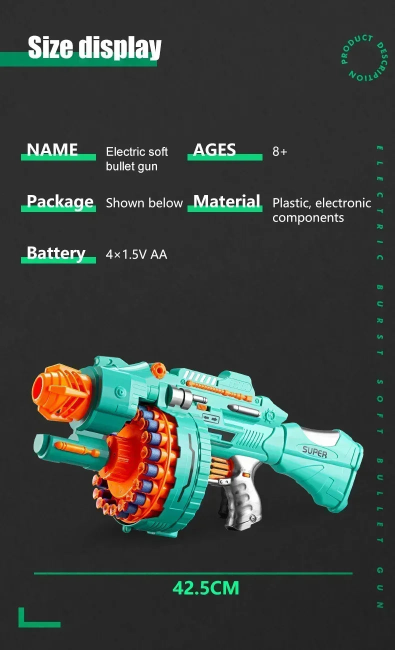 Electric Gatling Blaster Toy Gun with Suction Cup Darts
