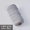 A roll of light gray 3mm cotton macrame cord measuring 100 meters.