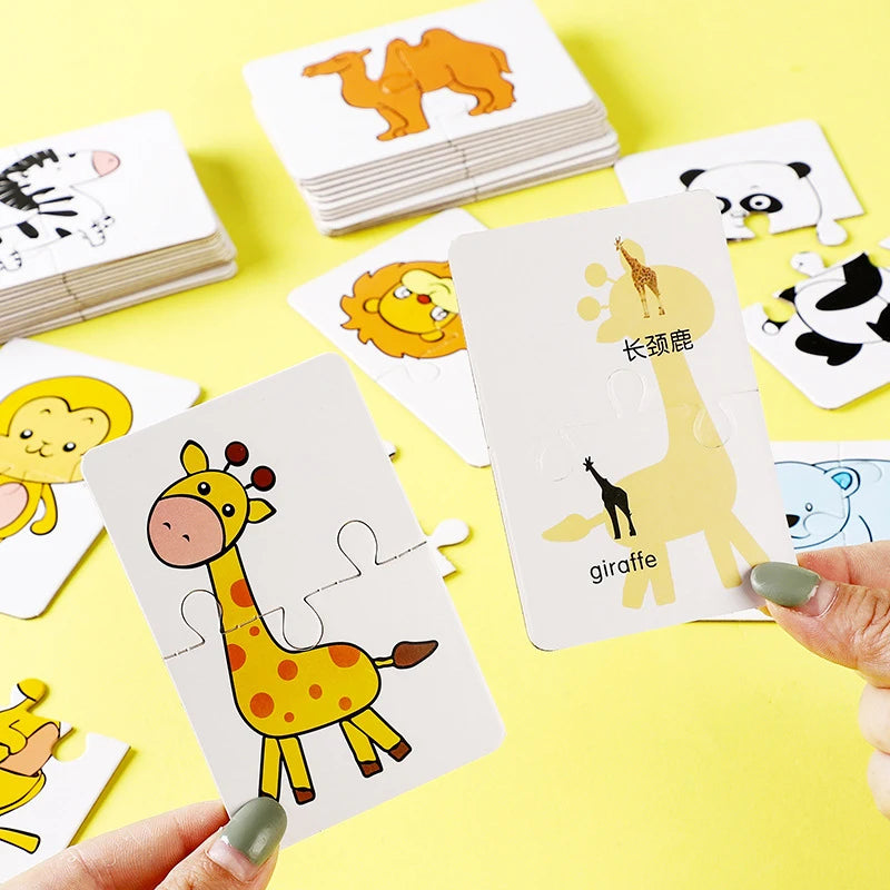 Toddler Animal & Fruit Puzzle Cards with Truck Matching Game