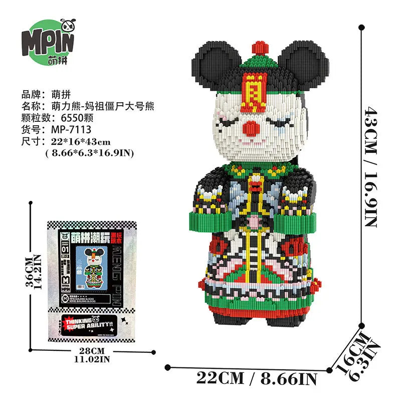 43cm Creative Bear Building Blocks – Candy Color Fluid Art Model for Adults
