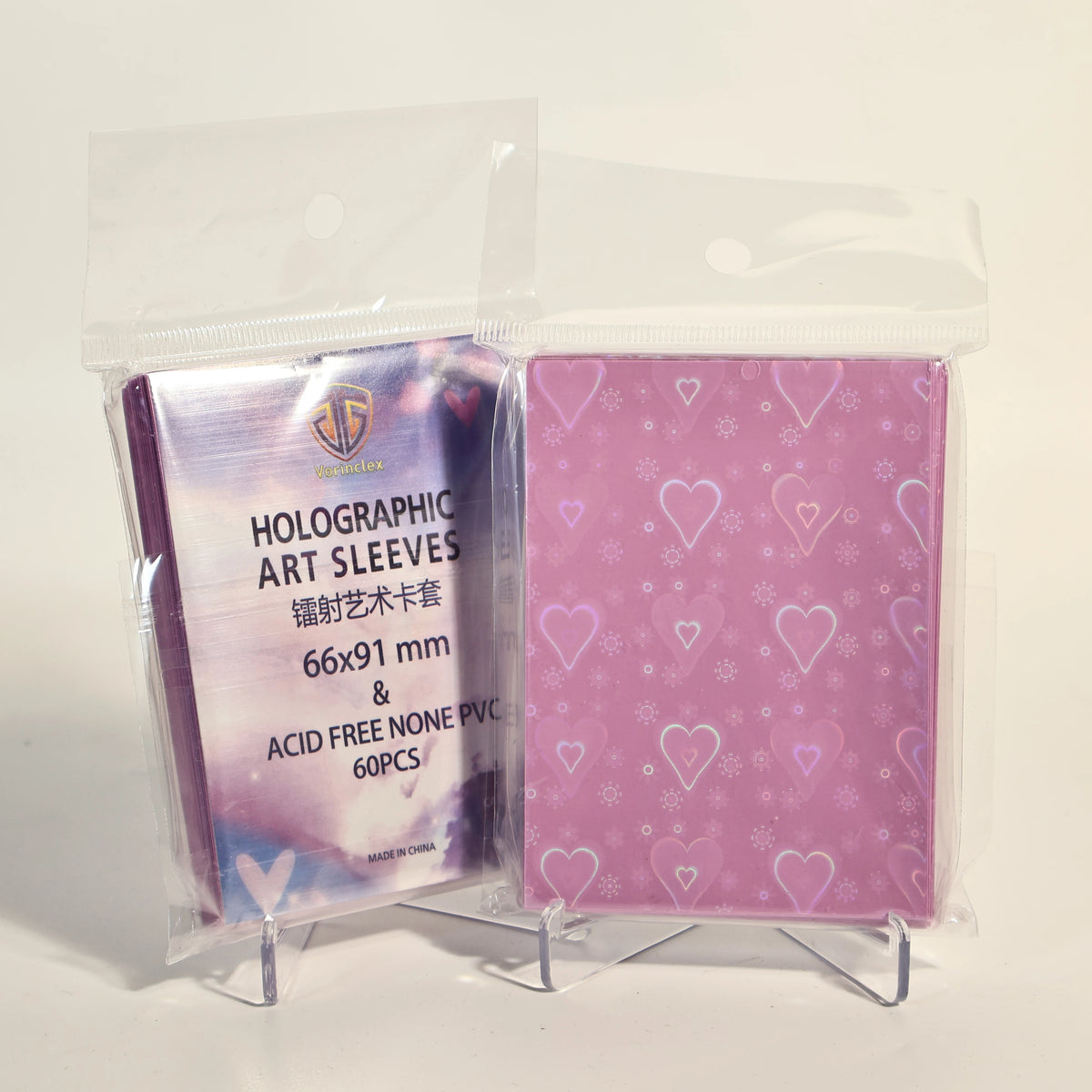 Holographic Heart-Shaped Card Sleeves (60-Pack) – Acid-Free Protectors for TCG & Collectible Cards