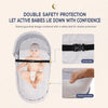 A portable foldable baby bed featuring a raised guardrail and a safety belt for double protection.
