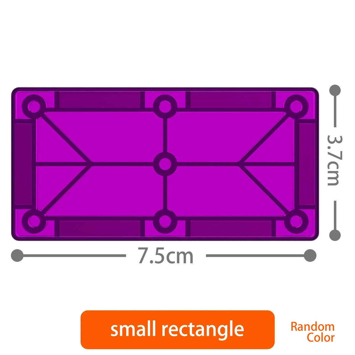 A purple magnetic building block rectangle with internal connections.