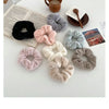 Plush Knit Scrunchie Hair Ties with Leather Accent