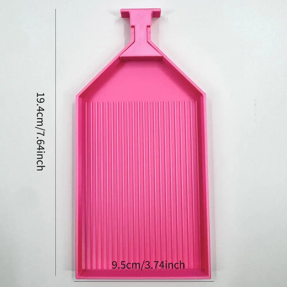 A pink large diamond painting tray with a pop-up plug for bead sorting.