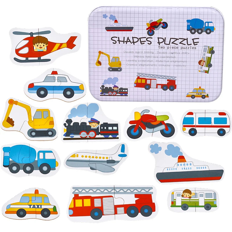 Montessori Wooden Animal Puzzle Set with Storage Box