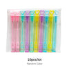 A clear plastic bag containing ten colorful mini bubble wands for party favors and celebrations