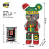 A colorful bear graffiti art micro building block kit featuring a festive Christmas theme.