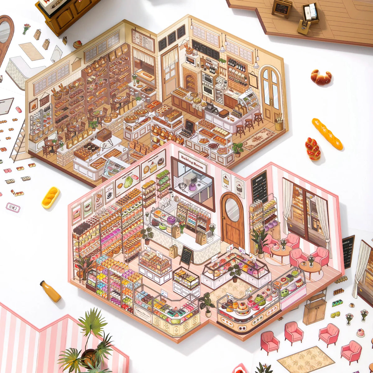 3D House Scene Stickers for Scrapbooking and DIY Crafts