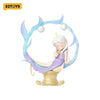 A collectible figure of a white elf with light blue wings and a golden pedestal surrounded by glowing blue accents.
