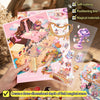 A hand holds a sheet of 3D stereoscopic scenery stickers featuring magical materials and landscapes for DIY journals.
