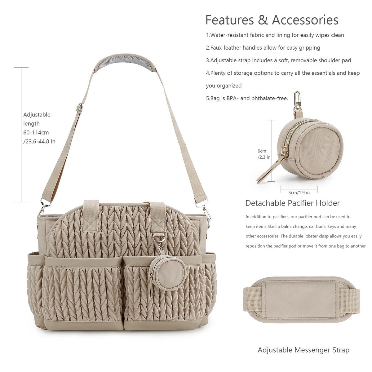 Waterproof Diaper Bag with Multiple Pockets for Parents