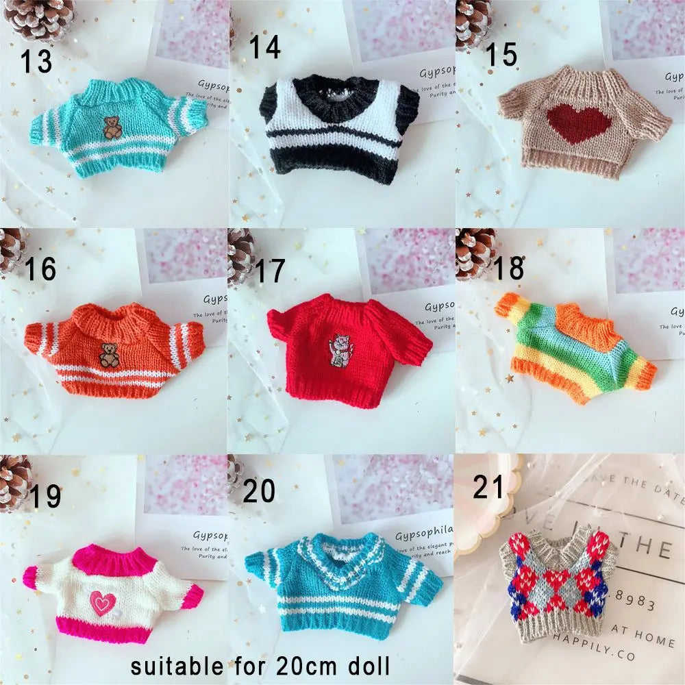 Fashionable Sweater and Vest Set for 20cm Plush Dolls
