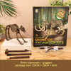 A kit featuring a retro mammoth fossil skeleton, tools, and goggles displayed on a wooden surface.