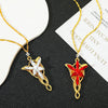 Elven Crystal Pendant Necklace in Gold