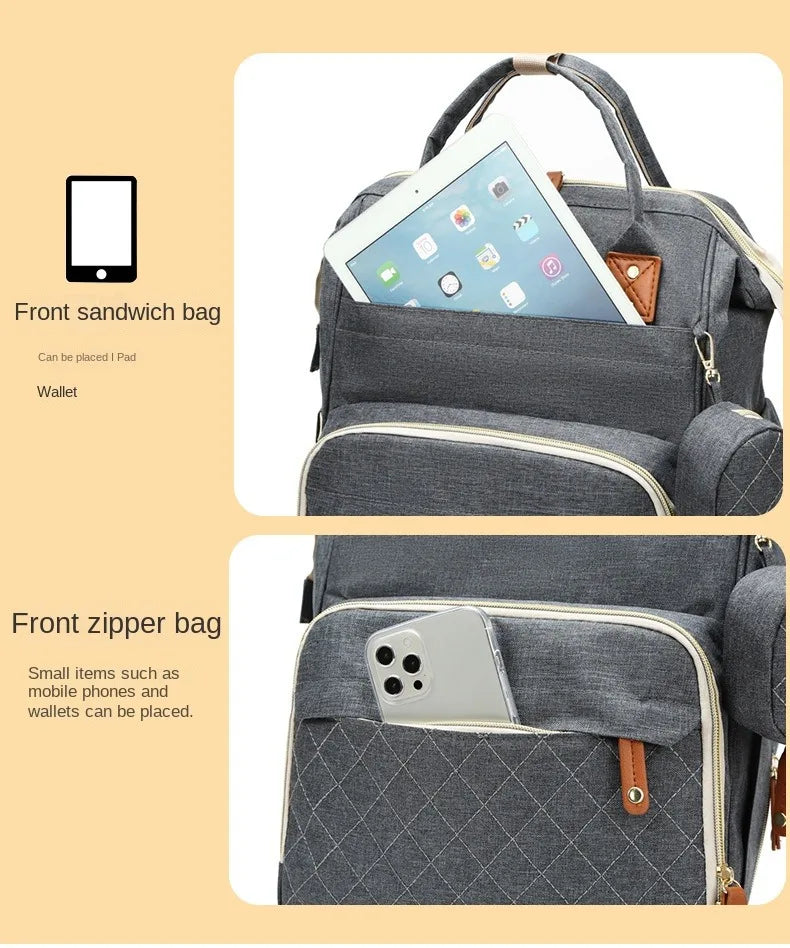 Large Waterproof Diaper Bag Backpack with Insulated Bottle Pocket